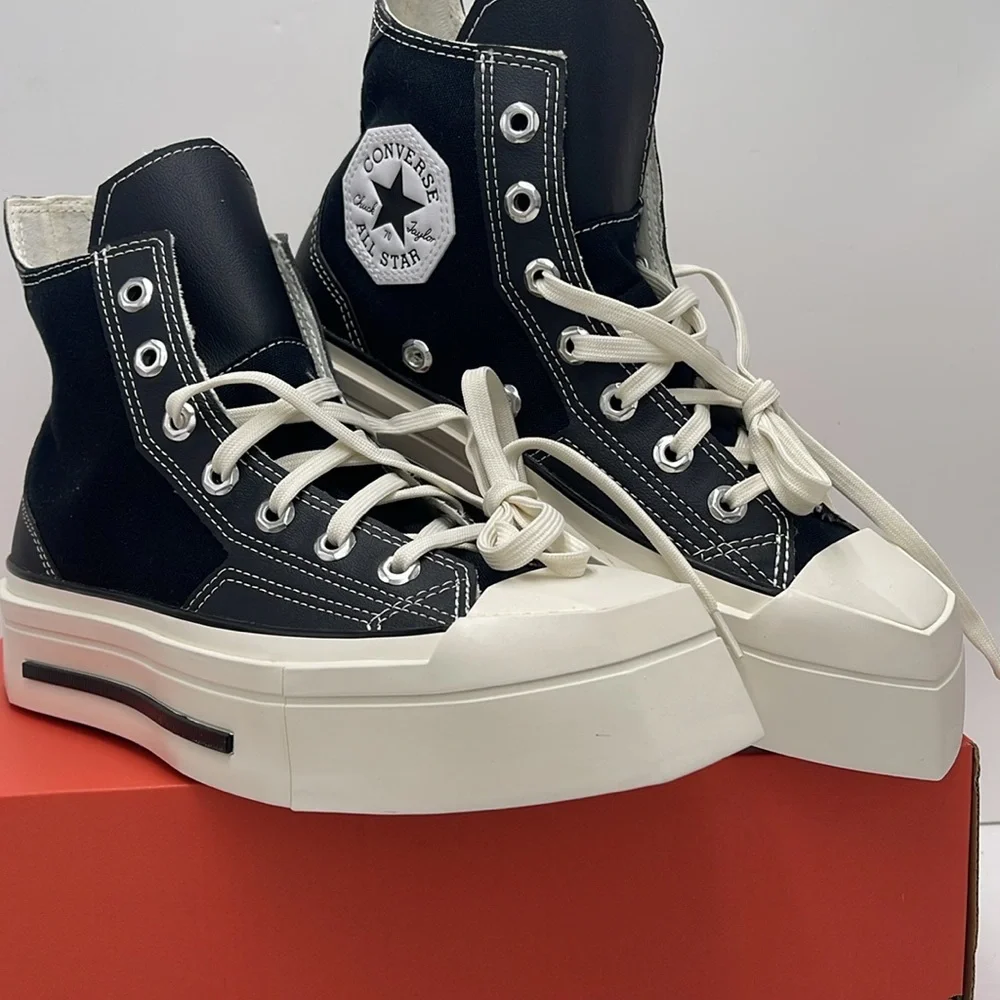 Converse WMNS Black High-Top Sneakers A06435C CHUCK 70 DE LUXE SQUARED HI BLACK/